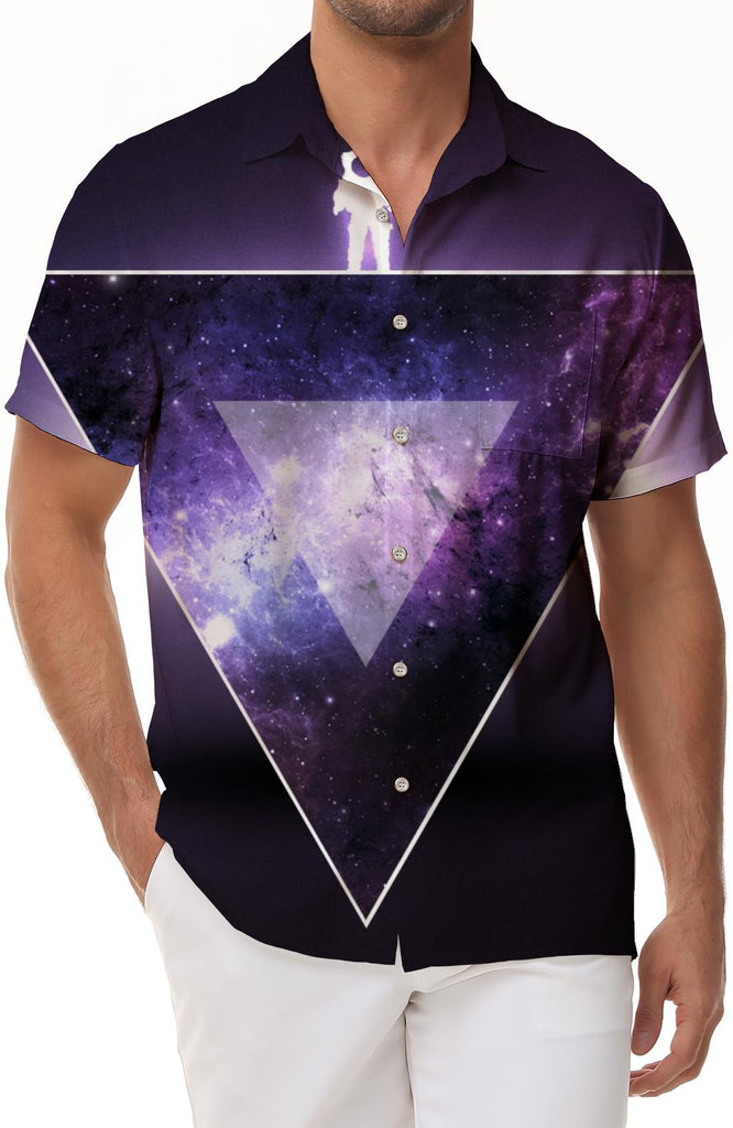 Men's Hawaiian Shirt Cosmic Purple Aurora Galaxy Short Sleeve Casual Tropical Beach Shirt Suitable for Holiday Parties