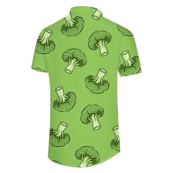 
Green Broccoli Print Men's Hawaiian Shirt Short Sleeve Printed Button Beach Shirt
                