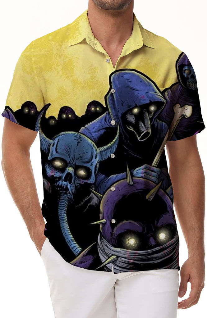 Cartoon funny skull pattern print cool fashion men's summer spring style short-sleeved outdoor tops