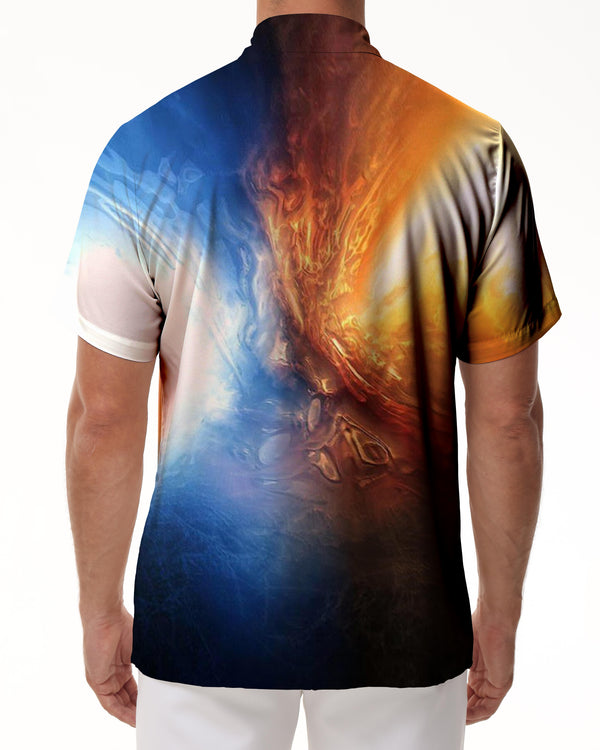 
Fire and Ice Flame Men's Short Sleeve Shirt Casual Button Shirt Pocket Summer Beach Vacation Beach Surfing Play Clothes
                