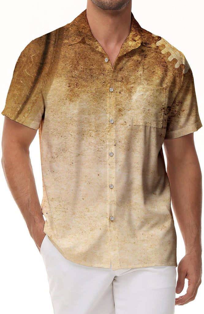 Abstract brown rust color men's shirt short sleeve regular fit shirt daily casual work regular fit tops