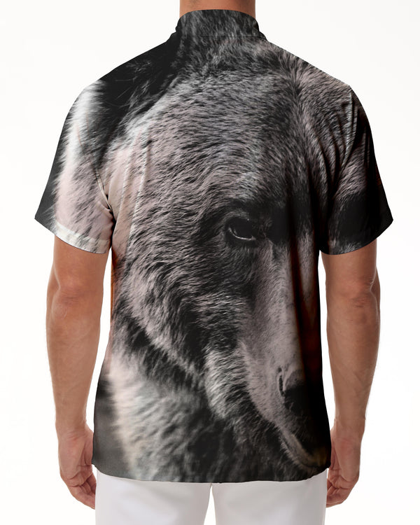
Russian Gray Bear Creative Shirt Short Sleeve Lapel Print Pattern Hawaiian Tropical Beach Seaside Men's Clothing
                
