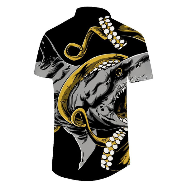 
Novelty Black Cool Shark Print Mens Hawaiian Shirt Short Sleeve Casual Button Shirt Summer Beach Shirt Vintage
                