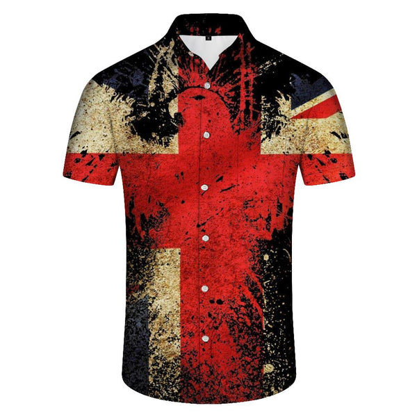 
UK Vintage British Flag Men's Hawaiian Shirt Short-Sleeve Button Down Shirt Tops for Casual Beach Vacation
                
