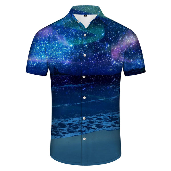 
Star Sea 3d Printed Pattern Four Seasons Men's Casual Shirt Short Sleeve Tropical Hawaii Men's Button Beach Vacation Dark Blue
                