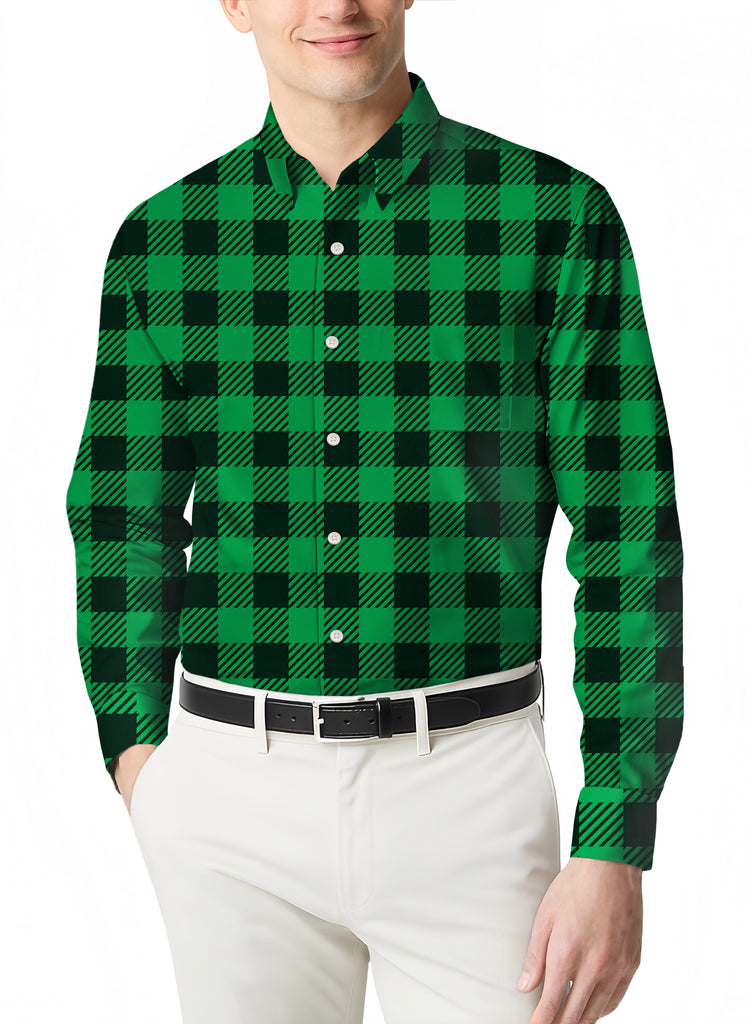 Classic Fit Men's Flannel Plaid Shirt with Long Sleeves