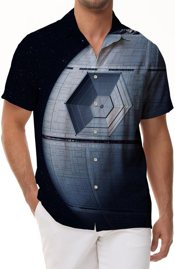 Hawaiian button-down lapel pocket short-sleeved shirt fashionable 3D digital printing pattern summer men's casual loose style shirt