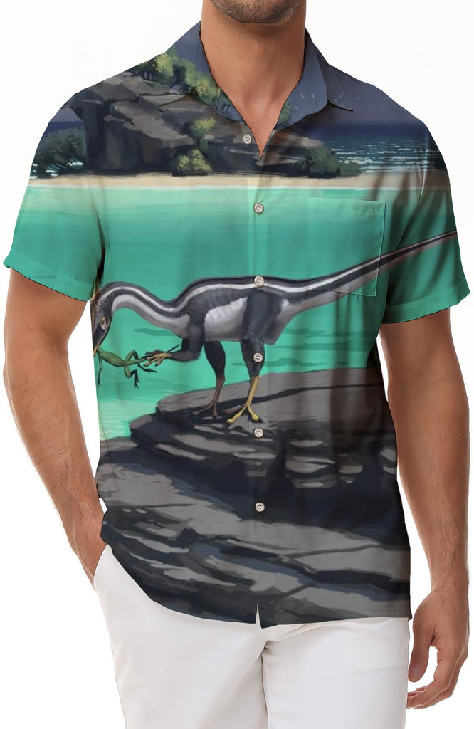 Dinosaur Era Men's Hawaiian Fun Animals Four Seasons Shirt Short Sleeve Button-Down Summer Beach Shirt Short Sleeve