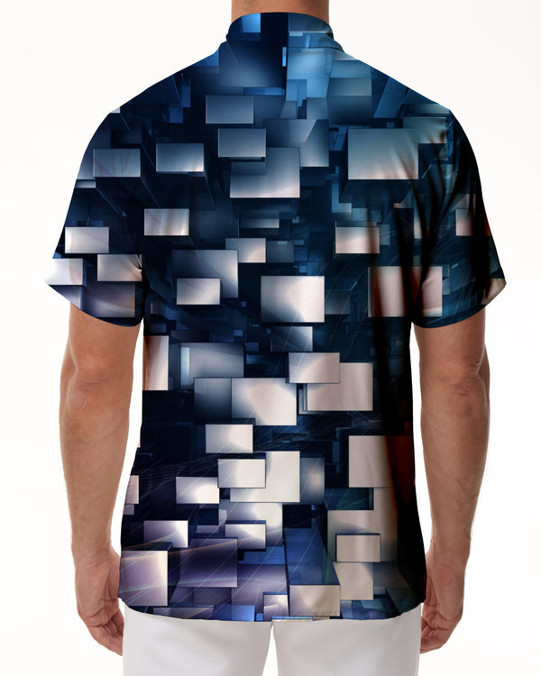 
Mixed Color Asymmetric Abstract Geometric Beach Men's Print Hawaiian Button Short Sleeve Shirt Sand Color Men's
                