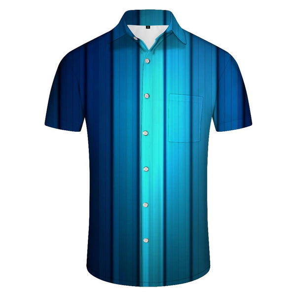 
Clothing short-sleeved shirt blue casual short-sleeved shirt button Hawaiian pocket lapel men's collar top beach clothing new
                