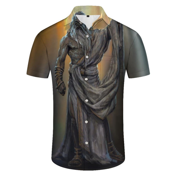 
Ancient God 3D digital printing men's statue cool pattern casual Hawaiian beach shirt
                