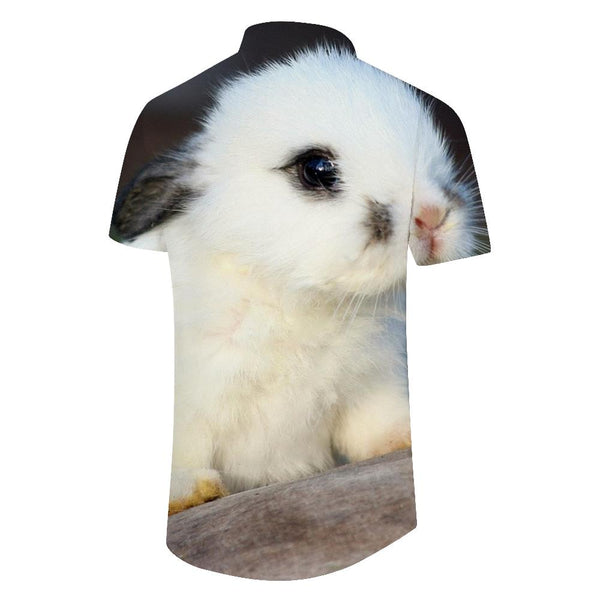 
Cute Rabbit Men's Cuban Shirt Short Sleeve Button Hawaiian Shirt Summer Casual Beach Shirt White
                