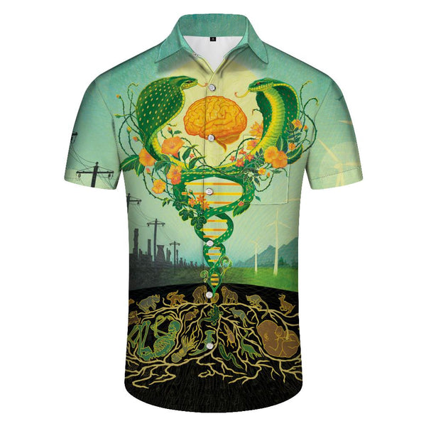 
Double snake abstract personalized digital printing casual loose short sleeve Hawaiian shirt 3D printing shirt summer travel vacation shirt men
                