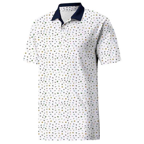 Men’s Minimal Dot Polo Shirt with Contrast Collar – Breathable Stretch, Modern Fit