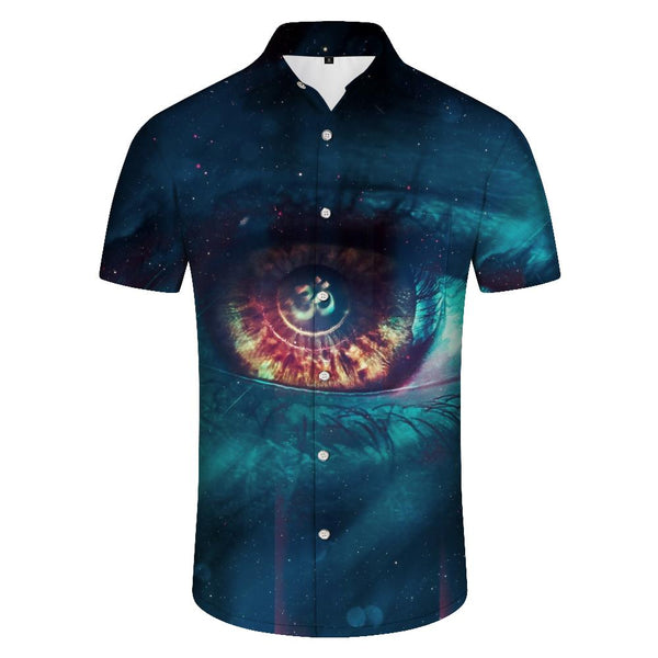 
Movie Fantasy Beautiful Pupil Hawaiian Button Four Seasons Men's Casual Summer Four Seasons 3D Digital Printing
                