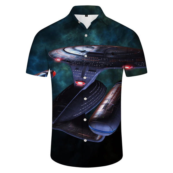 
Men's Hawaiian Shirt Alien Spaceship Star Print Style Short Sleeve Casual Shirt
                
