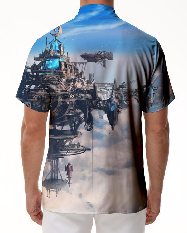 
Sky City Landscape Men's Casual Shirt Regular Fit Short Sleeve Hawaiian Tropical Classic Fit
                