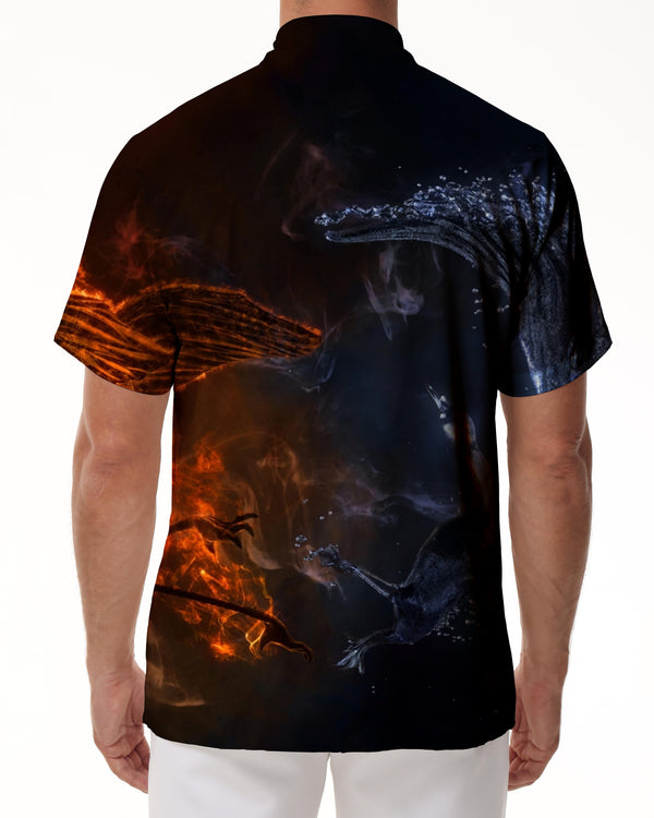 
Men's Red and Blue Firebird Hawaiian Shirt Summer Beach Casual Short Sleeve Button Shirt
                