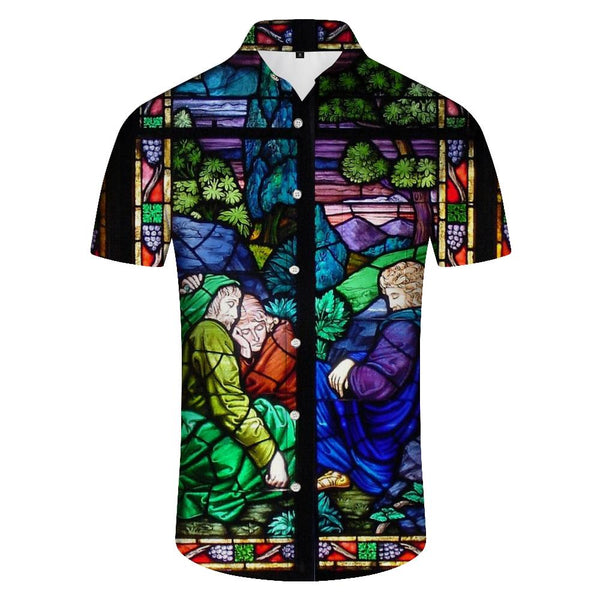 
Prague St. Vitus Cathedral Stained Glass Painting Clothing Casual Men's Fashion Loose Clothing Casual Shirt Simple Breathable
                
