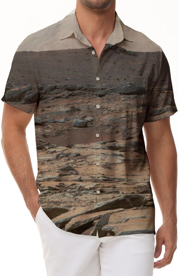 Desert button down shirt retro Hawaiian lapel pocket shirt summer beach short sleeve shirt clothes