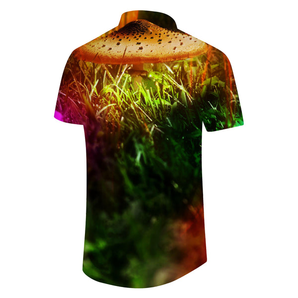 
Green Plant Men's Short Sleeve Four Seasons Summer Lapel Rainbow Colorful Beach Tropical Hawaiian Casual Wear
                