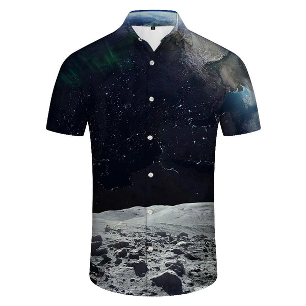 
Moon Ground Print Pattern Galaxy Sky Night Hawaiian Button Lapel Pocket Short Sleeve Shirt Men's Shirt Casual
                