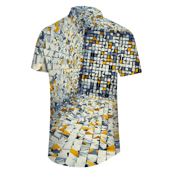 
Glass shape colorful everyday shirt hawaiian button men casual 3d print pattern abstract shirt beachwear geometric short sleeve
                