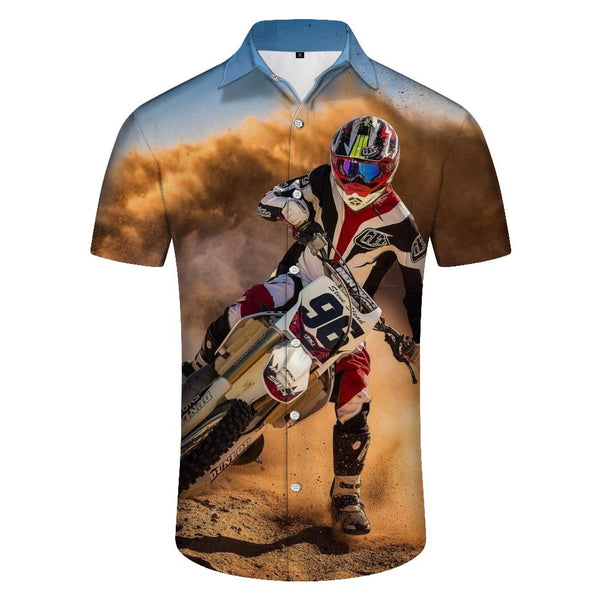 
Motocross Hawaiian Shirt Mens Dirt Bike Short Sleeve Casual Loose Button Shirt Mens Motocross Print
                