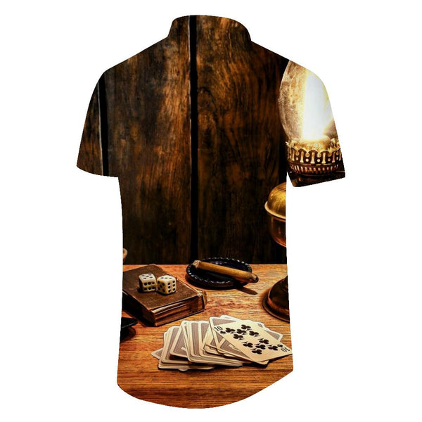 
Casino and Poker Chips Printed Shirt Hawaiian Tropical Button Men Casual Outdoor Street Fishing Seaside Beach Party
                