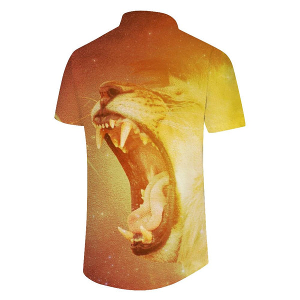 
Yellow Animal 3D Printed Short Sleeve Shirt Button Lapel Vintage Men Shirt Hawaiian Casual Loose Beachwear
                