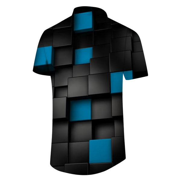 
Black Cube Adult Tropical Loose Shirt Print Hawaiian Button Shirt Beachwear Abstract Short Sleeve
                