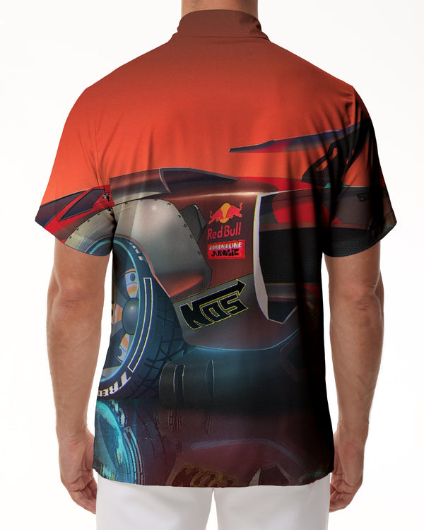 
Red Bull Sports Car Mens Casual Tail Summer Button Lapel Everyday Streetwear
                