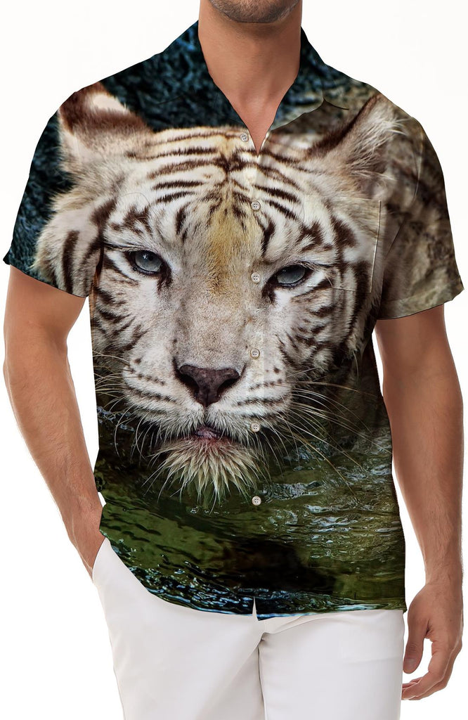 Tiger cub shirt personalized men's daily casual short-sleeved shirt Hawaiian tropical beach vacation coast top