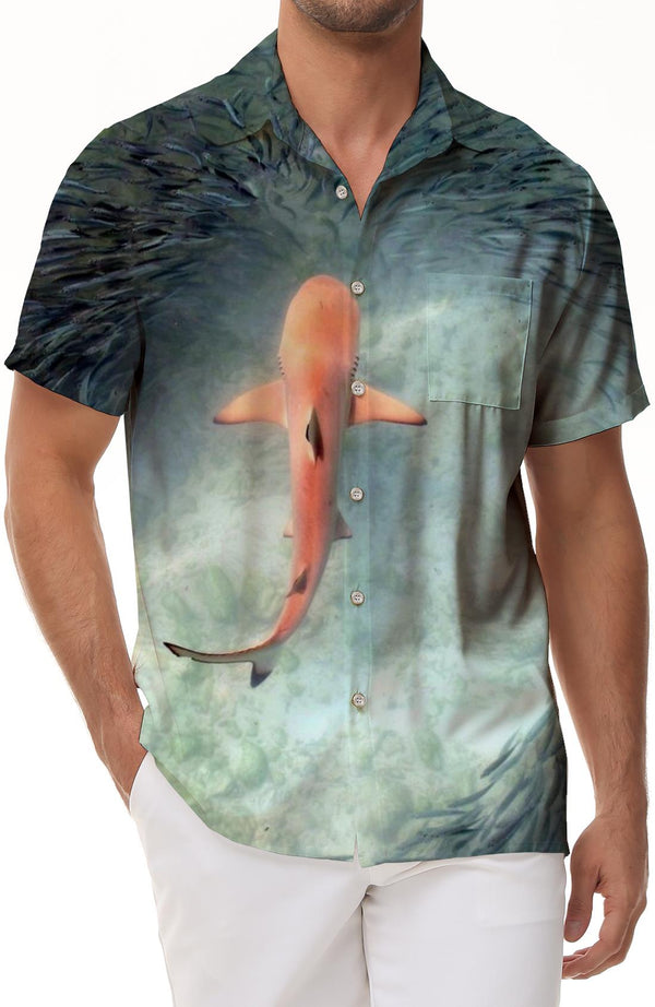 Clear Underwater Fish Men's Shirt Short Sleeve Casual Shirt Men's Shirt Summer Beach Hawaiian Shirt With Pockets