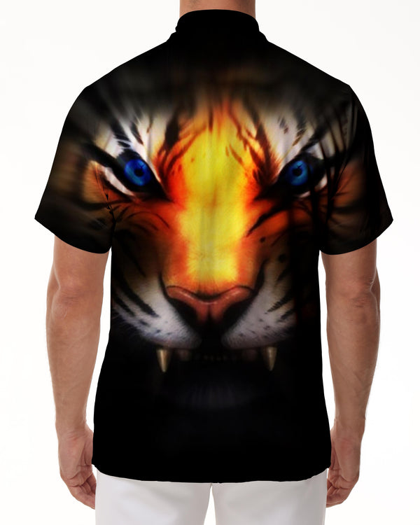 
Jungle King aura tiger fashion style personality men's suitable beach shirt Hawaiian pocket short sleeve print tiger short sleeve beach
                