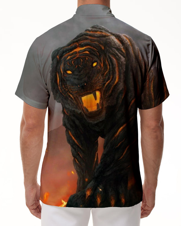 
Stone Art Tiger Fun Men Regular Casual Loose Short Sleeve Shirt Hawaiian Button Lapel Pocket Tropical Shirt Short Sleeve Summer
                