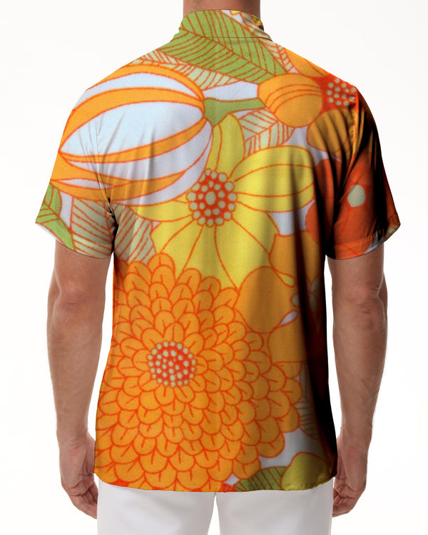 
Chamomile floral Hawaiian button lapel 3d digital printing men's casual loose beach short sleeve
                