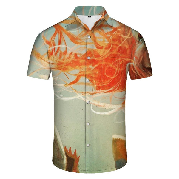 
Design colorful Hawaiian pattern lapel men's short sleeve button-down shirt casual beach vacation shirt print aesthetic
                