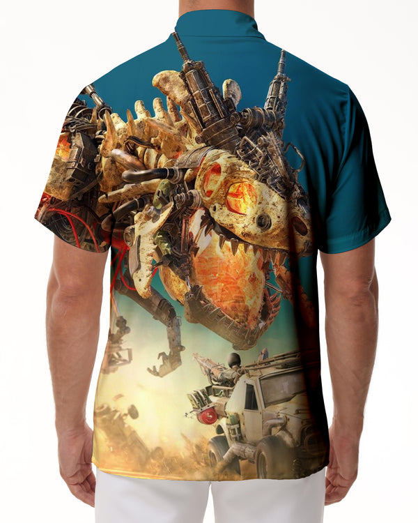 
Funny Dinosaur Hawaiian Shirt Men's Casual Loose Daily Travel Short Sleeve Shirt Hawaiian Button Lapel Pocket Short Sleeve Shirt Dinosaur
                