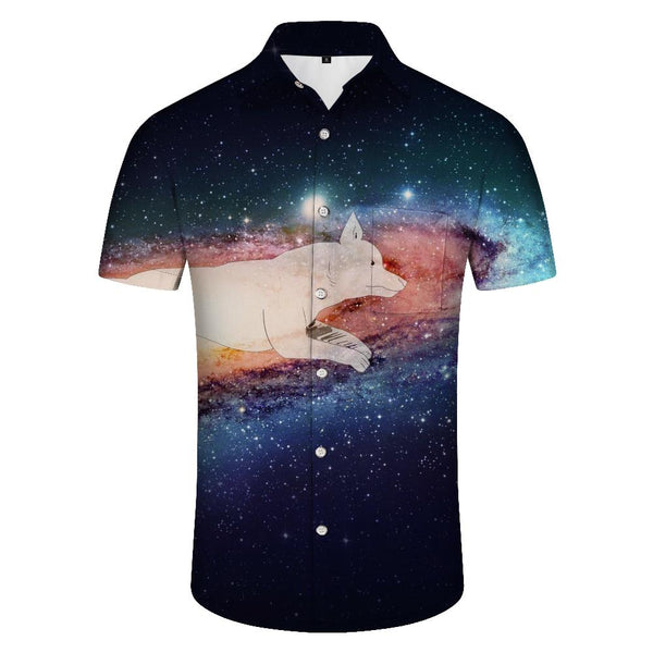 
Outer Space Galaxy White Fox Men's Casual Shirt Hawaiian Shirt Short Sleeve Button Shirt Tops Suitable for Beach Vacation Leisure
                