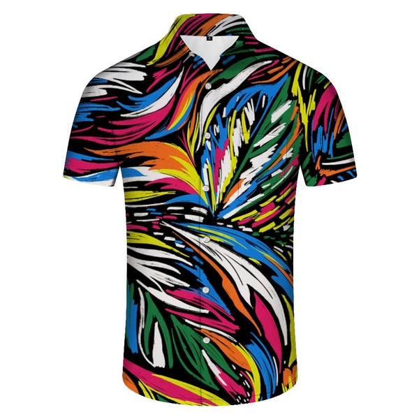 
Colorful horse pop art men's seaside button jersey Hawaiian button-down lapel jersey short sleeve
                