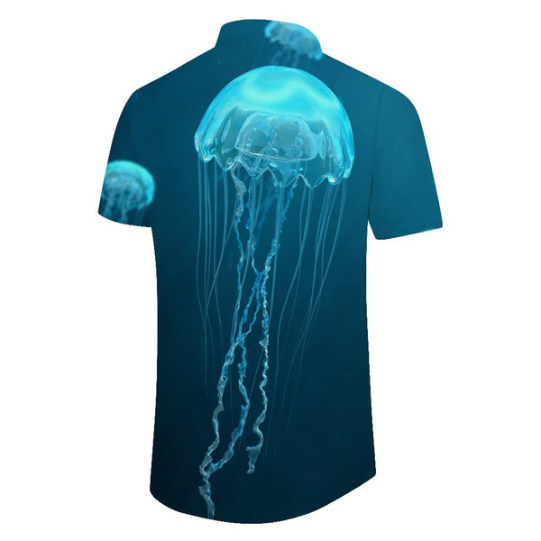 
Fashion Neon Jellyfish Men's Casual Loose 3D Printed Hawaiian Short Sleeve Undersea Animal Tops Hip Hop Fashion Men's Short Sleeve Shirt
                