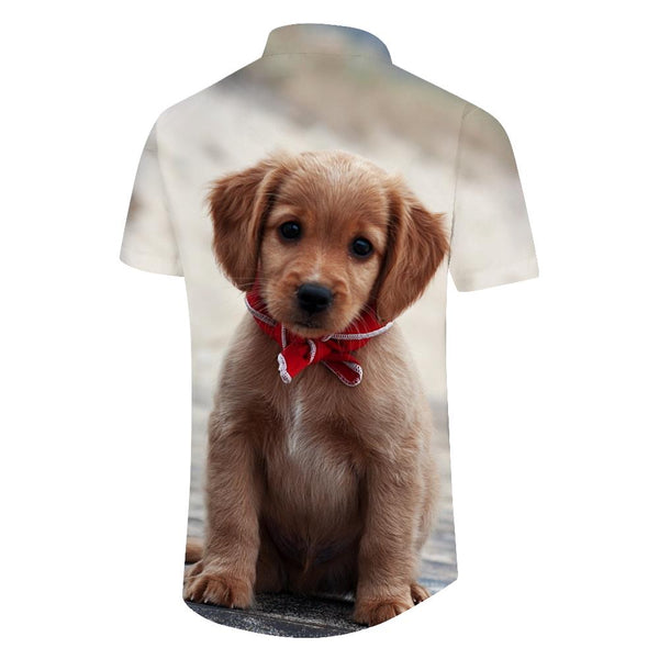 
Hot sale Golden Retriever 3D printed short sleeves fashionable cute dog healing fun casual short sleeve tops
                