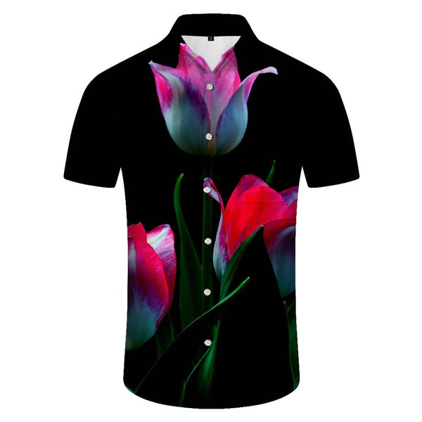 
Heather and Tulip Men's Hawaiian Shirt Short Sleeve Button Down Summer Beach Casual Shirt Printed Pattern
                