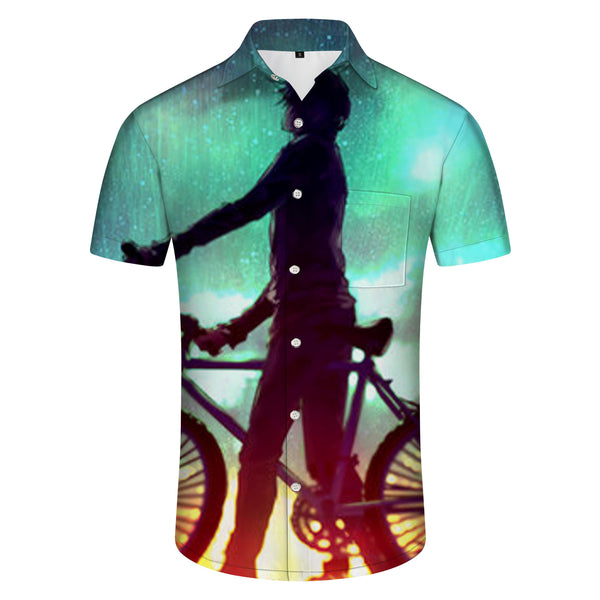 
Vintage Biker Mens Casual Button Down Hawaiian Shirt Trendy Tropical Summer Outfit Mens Retro Beach Wear
                