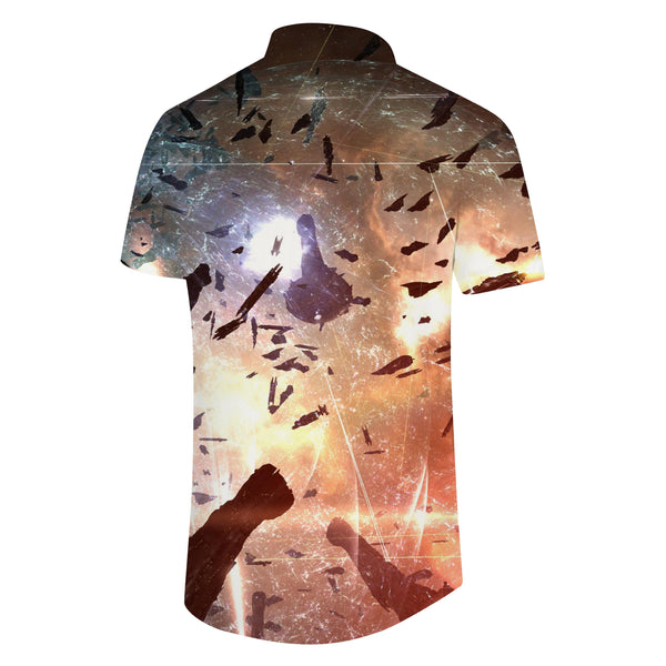 
Sci-fi Space War Spaceship and Soldiers Print Hawaiian Button Pocket Short Sleeve Shirt 3D Digital Printing
                
