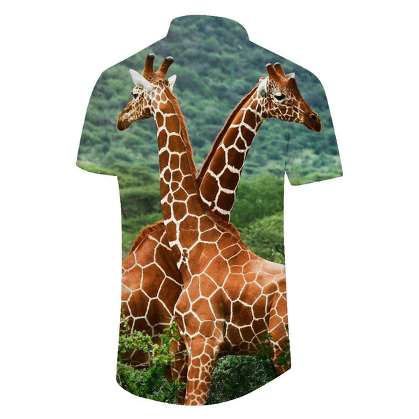 
Cool giraffe from nature men's casual style short sleeve button-down pajamas short sleeve suitable for daily travel vacation beach
                
