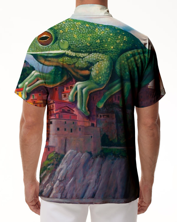 
Violent Giant Frog Digital Print Pattern Hawaiian Button Shirt Short Sleeve Men's Casual Fashion Beach Shirt Vintage
                