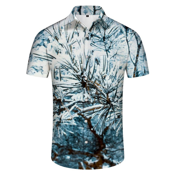 
Men's 3D digital printing pattern tropical four seasons Hawaii button-down lapel pockets daily travel simple loose style shirt men's
                