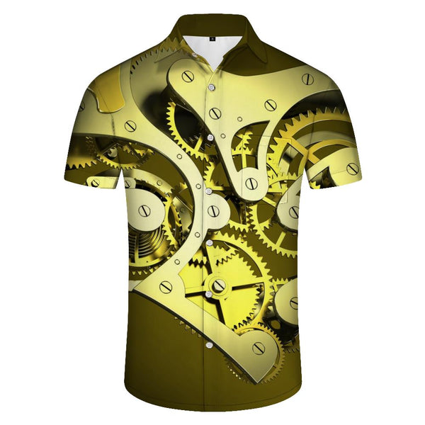 
Cool Steampunk Gear Pattern Men's Casual Button Short Sleeve Shirt Hawaii Beach
                